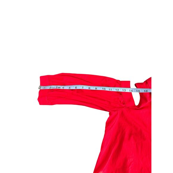Amanda Uprichard Red Collared‎ Cutot Shoulder Basic Button Up Blouse Size Small - Picture 12 of 13